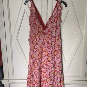 Daisy printed halter dress with ruffle details